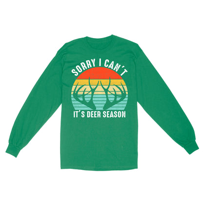 Sorry I can't It's deer season funny vintage hunting deer horn shirt D06 NQS2520 Standard Long Sleeve