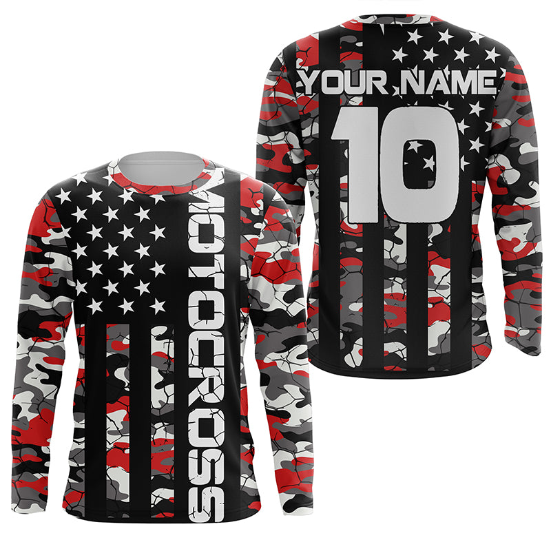 Camo Motocross youth men women jersey custom upf30+ patriotic off-road dirt bike shirt motorcycle PDT440