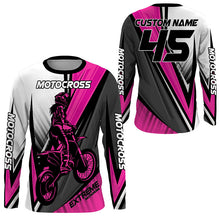 Load image into Gallery viewer, Girls Women Extreme Motocross Jersey Personalized UPF30+ Pink MX Racing Dirt Bike Shirt NMS1219