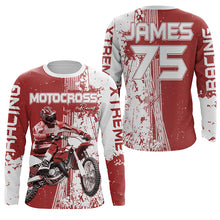 Load image into Gallery viewer, Custom Red Motocross Jersey Kid Men Women UV Protective MX Biker Racing Xtreme Motorcycle Shirt PDT385