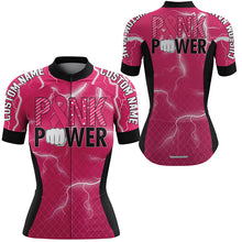 Load image into Gallery viewer, Pink power cycling jersey womens bike shirts girls Breathable biking tops with 3 pockets &amp; zipper| SLC225