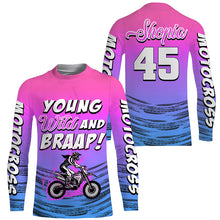 Load image into Gallery viewer, Custom Motocross Jersey for Women Girls UPF30+ Young Wild Brap Dirt Bike Racing Offroad Motorcycle NMS1255