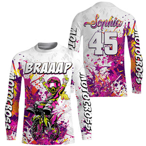 Brap Girl Personalized Motocross Jersey UPF30+ Women Biker MX Racing Off-road Dirt Bike Shirt NMS1195