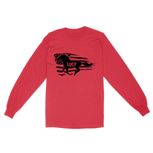 Personalized Horse Long Sleeve Custom Name American Flag Shirts Gifts For Horse Lovers Standard Long Sleeve FSD1779D02