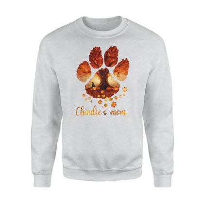 Custom dog's name dog paws mom autumn halloween personalized gift - Standard Crew Neck Sweatshirt