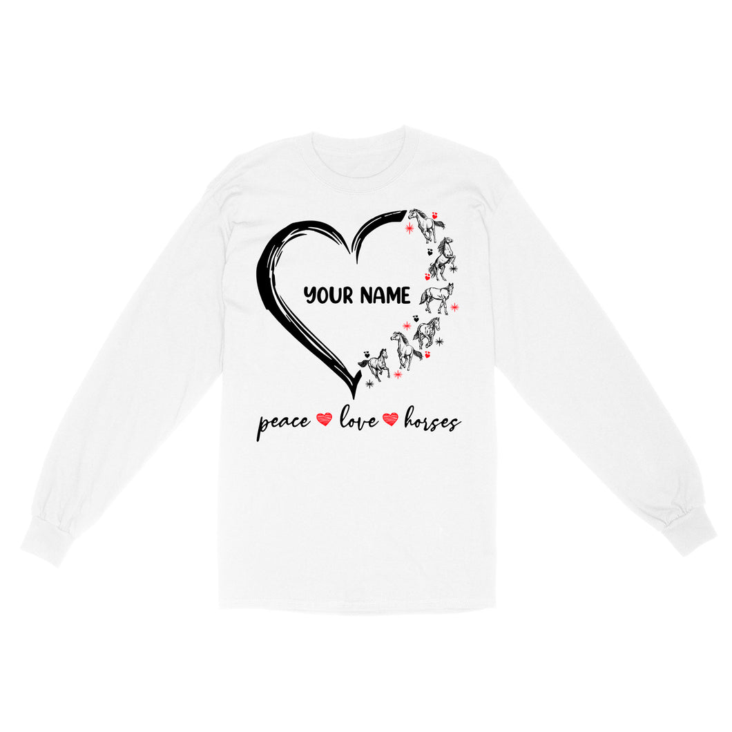 Peace love horses tattoo customized name horse shirt for girl, horse shirts D06 NQS2908 - Standard Long Sleeve