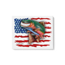 Load image into Gallery viewer, Rainbow Trout fly fishing with American flag ChipteeAmz&#39;s art Matte Canvas AT024