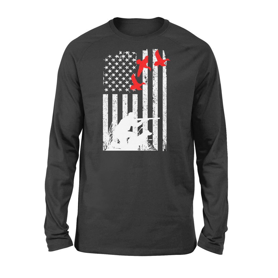 Duck hunting american flag, duck hunting dog NQSD39 - Standard Long Sleeve