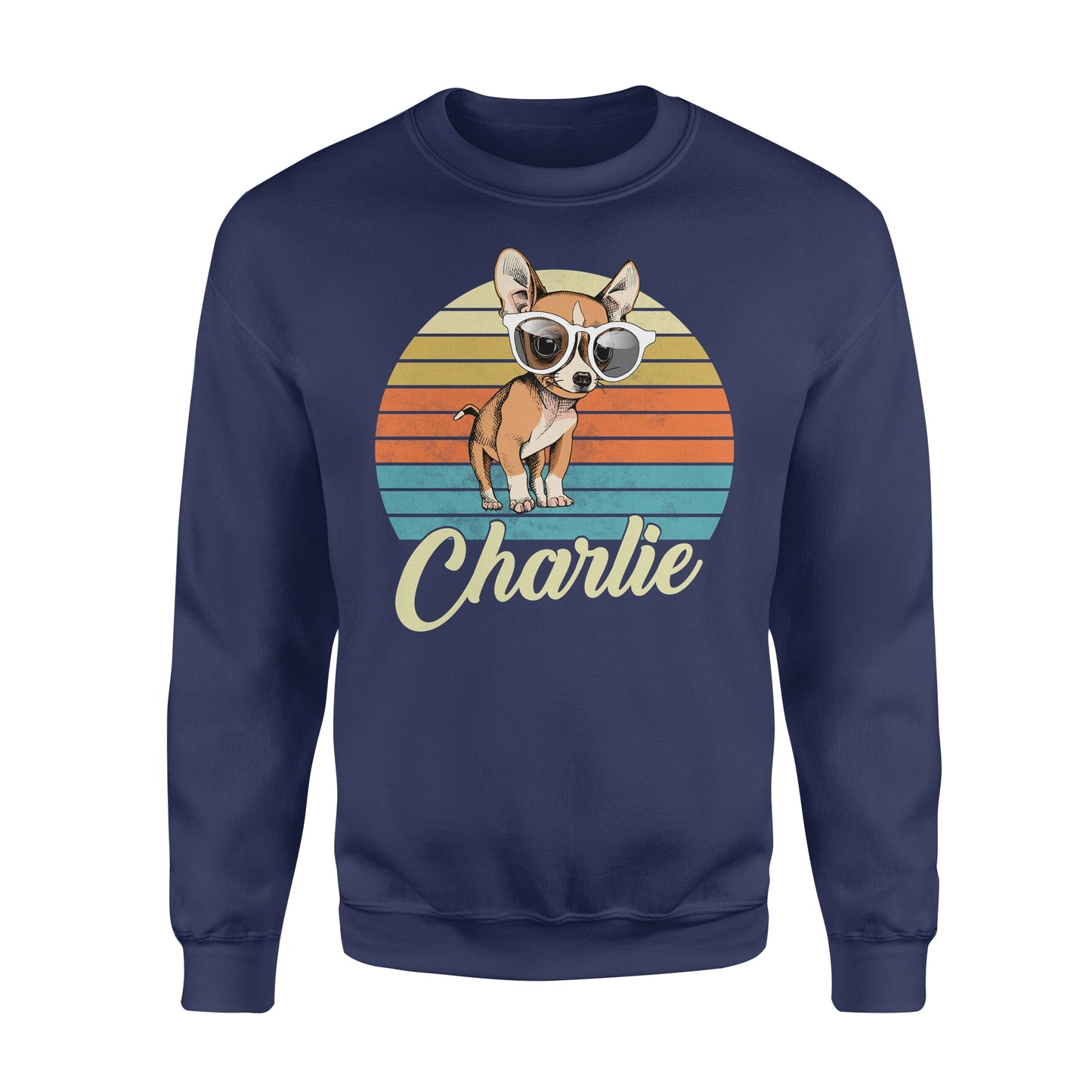 Custom name awesome Chihuahua 1970s vintage retro personalized gift - Standard Crew Neck Sweatshirt
