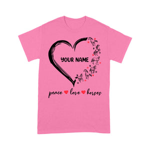 Peace love horses tattoo customized name horse shirt for girl, horse shirts D06 NQS2908 - Standard T-Shirt