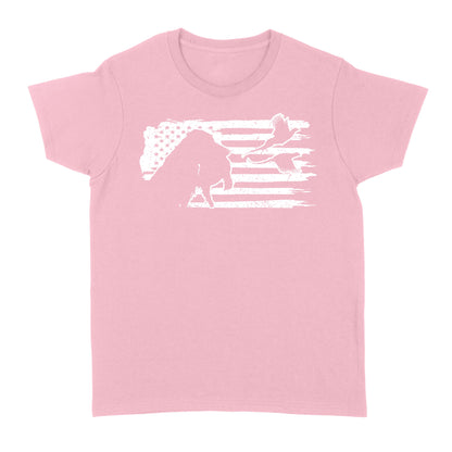 Pheasant hunting with dog American flag patriotic hunting, dog hunting pheasant shirt D01 NQS2582 Standard Women's T-shirt