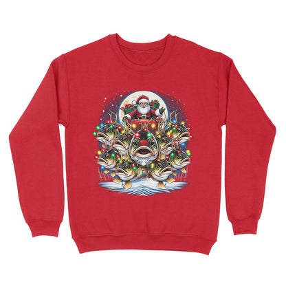 Sweatshirt - Nine Bass fish as Santa's Reindeer