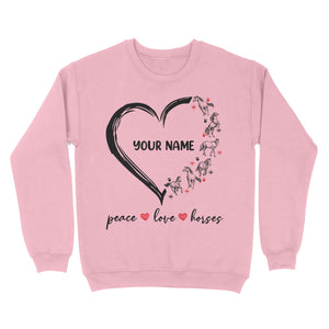 Peace love horses tattoo customized name horse shirt for girl, horse shirts D06 NQS2908 - Standard Crew Neck Sweatshirt