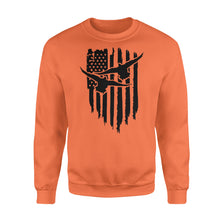 Load image into Gallery viewer, Duck Hunting American Flag Clothes, Shirt for Hunting NQS121 - Standard Fleece Sweatshirt