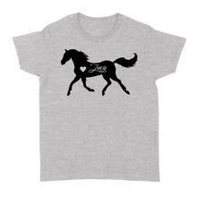 Load image into Gallery viewer, Customized name horse gifts for girls, Gift For Horse Owner, Horse Trainer Gift, Horse Lover Gift, Cowgirl, Riding Tee D06 NQS2682 - Standard Women's T-shirt