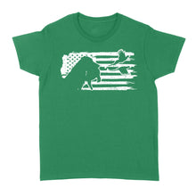 Load image into Gallery viewer, Pheasant hunting with dog American flag patriotic hunting, dog hunting pheasant shirt D01 NQS2582 Standard Women&#39;s T-shirt