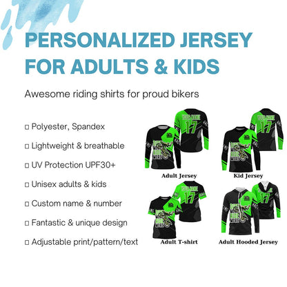 MX custom green adult&kid jersey UPF30+ Dirt More Ride More biker off-road motorcycle racewear PDT51