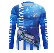 Load image into Gallery viewer, Wahoo Fishing Custom Blue Long sleeve performance Fishing Shirts, Wahoo Fishing apparel TMTS016