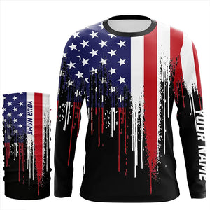 American Flag UV Protection Custom Long Sleeve Shirts Upf 30+ Patriotic Fishing Apparel TTN120