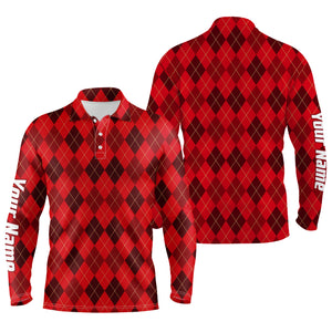 Christmas plaid Argyle Pattern - Funny Christmas Men's Golf Polo Custom Name shirt TTN103