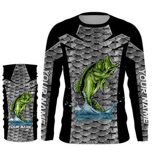 Personalized Bass Fishing jerseys, Bass Fishing scales Custom Long Sleeve Fishing tournament shirts - TTN37