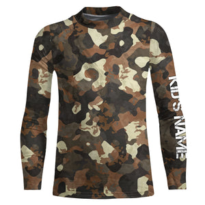 Personalized Brown Camouflage Custom Long Sleeve UV Fishing Shirts TTN116