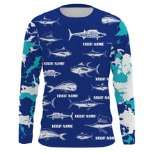 Load image into Gallery viewer, Saltwater Fishing Camo Custom UV Protection Long sleeve Performance Fishing Shirts TTN75