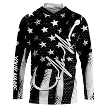 Load image into Gallery viewer, American Flag Fish Hook Heartbeat Custom Long Sleeve Fishing Shirts Personalized Patriotic Fishing Gifts TTN19