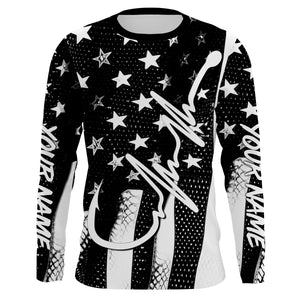 American Flag Fish Hook Heartbeat Custom Long Sleeve Fishing Shirts Personalized Patriotic Fishing Gifts TTN19