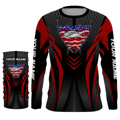 Tuna Fishing American Flag Custom performance Long Sleeve Shirt, Patriotic Fishing jerseys for fisherman TTN20