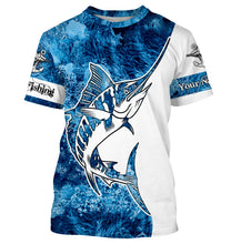 Load image into Gallery viewer, Marlin Fishing Sea Camo 3D UV customize name long sleeves shirt personalized gift for Fishing Lovers TTN38