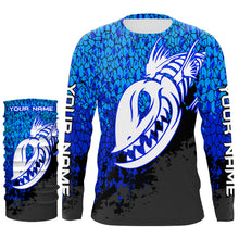 Load image into Gallery viewer, Blue Camo Fish Reaper Skull Custom Long Sleeve Performance Fishing Shirts TTN92