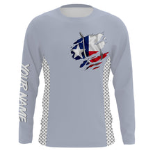 Load image into Gallery viewer, Texas Flag Fish Hook Custom UV Protection Long Sleeve Performance Fishing Shirts TTN78