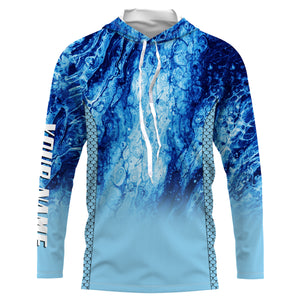 Performance Fishing Shirt for Men Long Sleeve Sun Protection Blue Sea Camo Jerseys TTN79