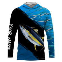 Load image into Gallery viewer, Yellowfin Tuna Fishing Shirts Blue Ocean Camo Performance Fishing Shirt, Personalized Fishing jerseys TTN31