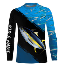 Load image into Gallery viewer, Yellowfin Tuna Fishing Shirts Blue Ocean Camo Performance Fishing Shirt, Personalized Fishing jerseys TTN31