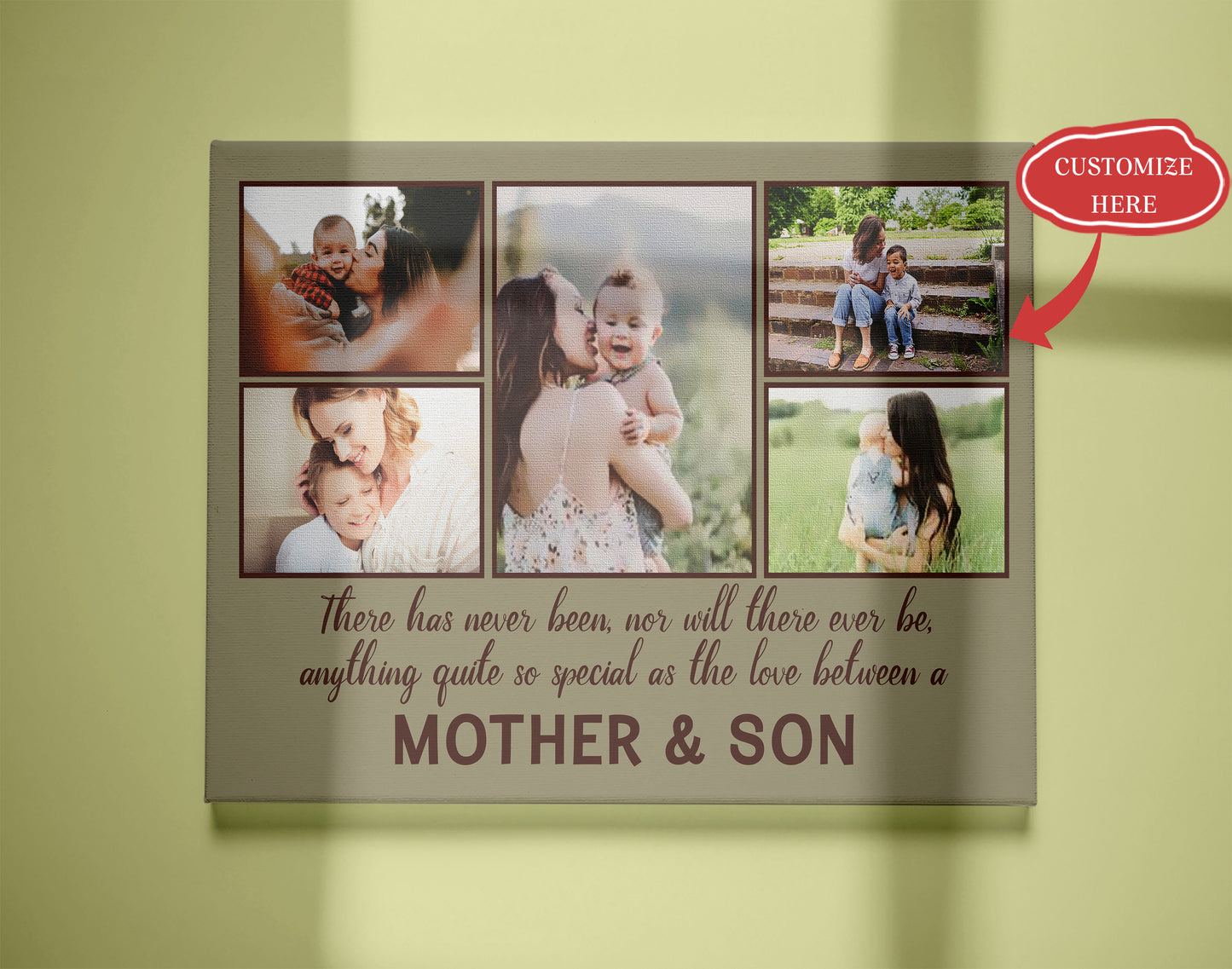 Personalized Canvas| Mother & Son - Custom Image Canvas for Mother| Birthday Gifts for Her, Mother, Mom| T163