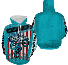 Load image into Gallery viewer, Motocross Racing American Flag Over Printed Hoodie, Long Sleeves, Custom MotoX Dirt Bike Shirt| NMS272