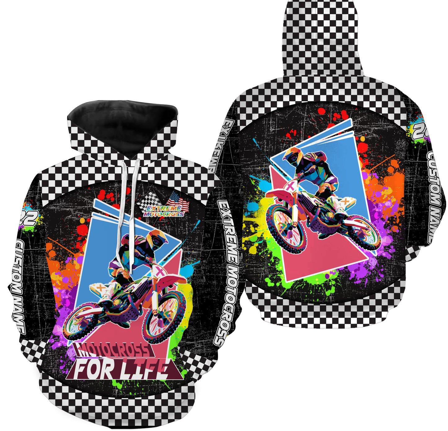 Extreme Motocross Racing All Over Printed Jersey Hoodie T-shirt, Personalized Motorcycle Off-road| NMS285