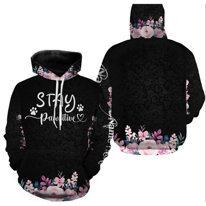 Dog Mom Shirt Hoodie Long Sleeve| Stay Pawsitive Shirt Floral Gift for Her, Dog Mom, Dog Lover Gift| JTSD281