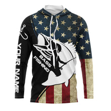 Load image into Gallery viewer, Bass American Flag Custom Name Funny Fishing Shirts UV Protection ChipteeAmz Apparel