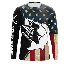 Load image into Gallery viewer, Bass American Flag Custom Name Funny Fishing Shirts UV Protection ChipteeAmz Apparel