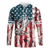 Load image into Gallery viewer, Beautiful America flag bass fishing tattoo UV protection personalized shirts