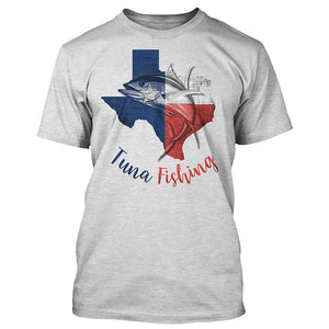 Texas tuna fishing Texas flag map fishing shirts A236