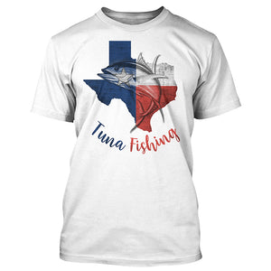 Texas tuna fishing Texas flag map fishing shirts A236