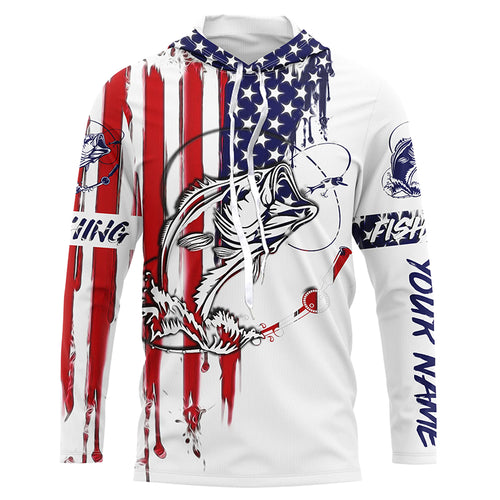 Bass fishing with America flag fishing shirt gift for fisherman A10