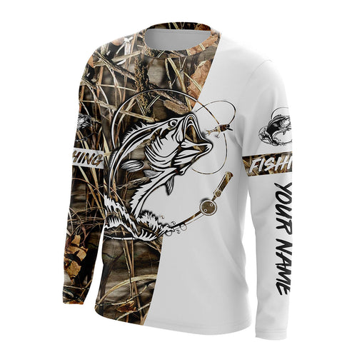 Beautiful bass fishing tattoo UV protection  customize name long sleeves personalized gift