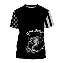 Load image into Gallery viewer, Custom Name Bass Fishing US Flag Performance Fishing Shirt, Bass Fishing Jerseys