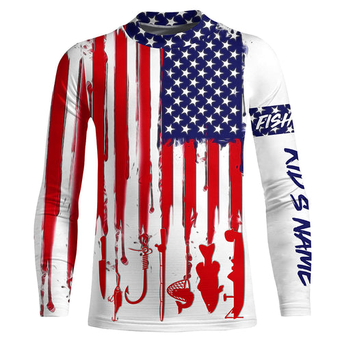 American flag UV protection fishing shirt gift for fisherman A11