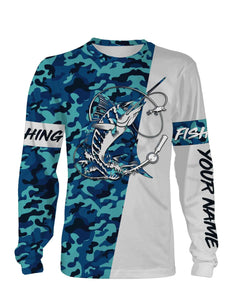 Sailfish Fishing Sea Camo Custom Name Full Printing Shirts Personalized Gift TATS113